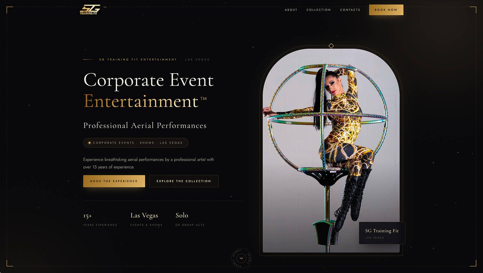 SG Training Fit Entertainment — Live event entertainment website homepage by Infinite Semantic Inc.