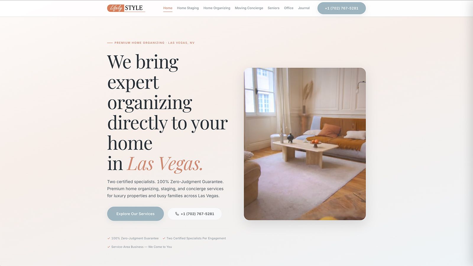 Lifelystyle Home Organizing — Premium home services website homepage by Infinite Semantic Inc.