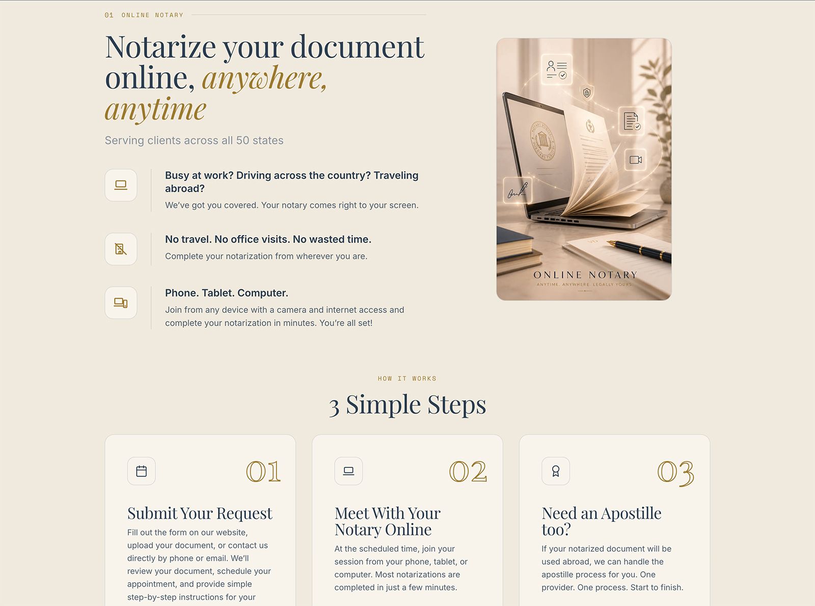 Vital Docs — Legal & notary services website by Infinite Semantic Inc., screen 1