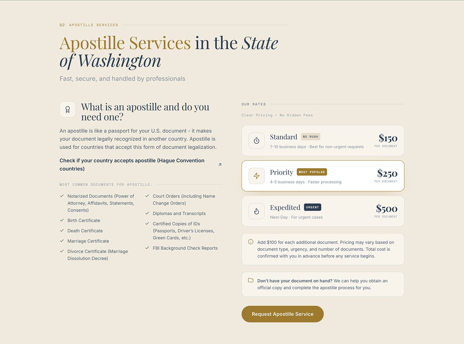 Vital Docs — Legal & notary services website by Infinite Semantic Inc., screen 3
