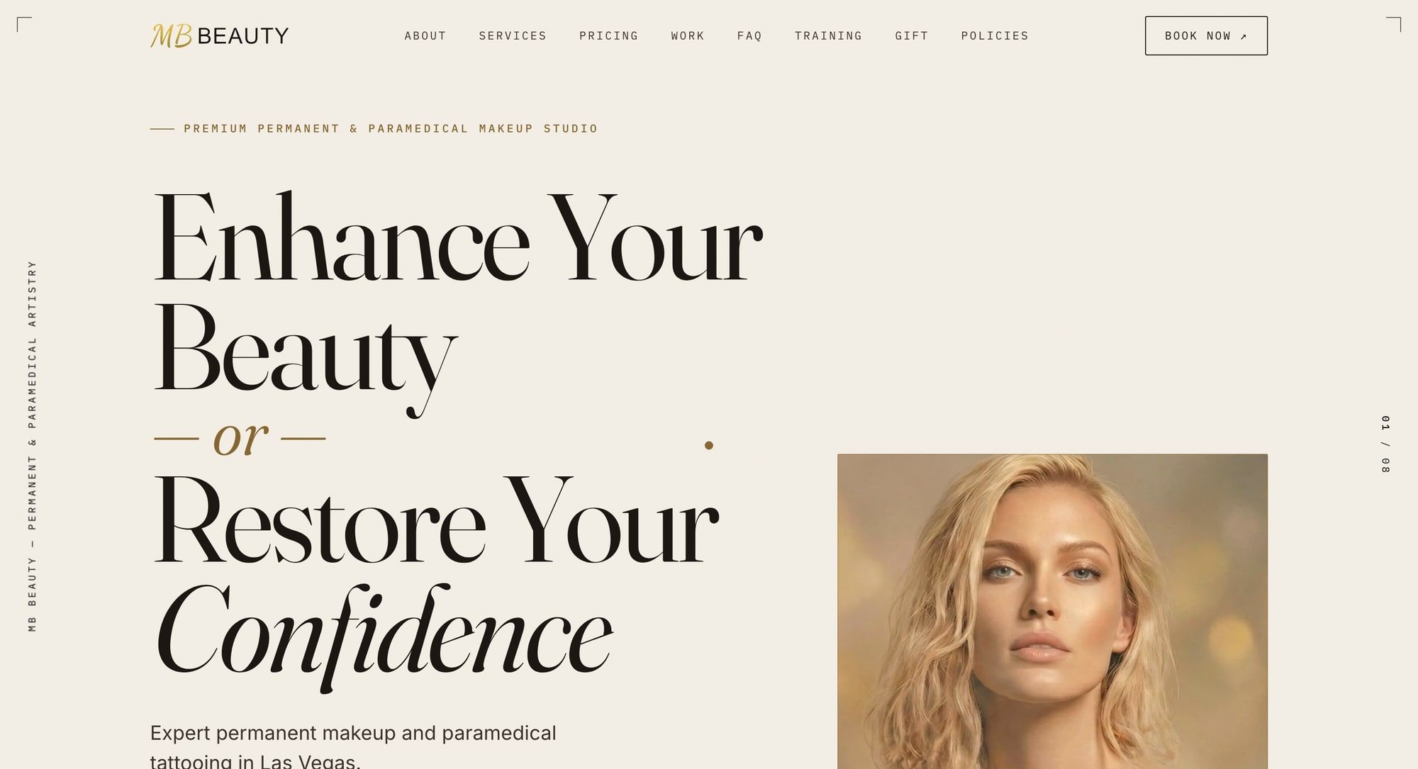 MB Beauty — главная страница сайта, Перманентный и парамедицинский макияж