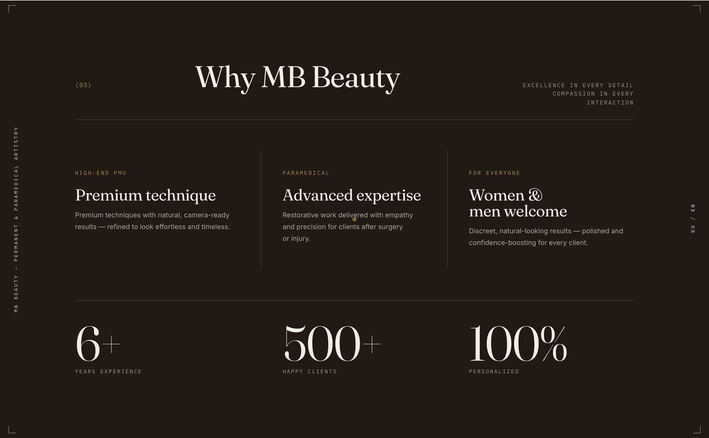 MB Beauty — Permanent & paramedical makeup website by Infinite Semantic Inc., screen 3