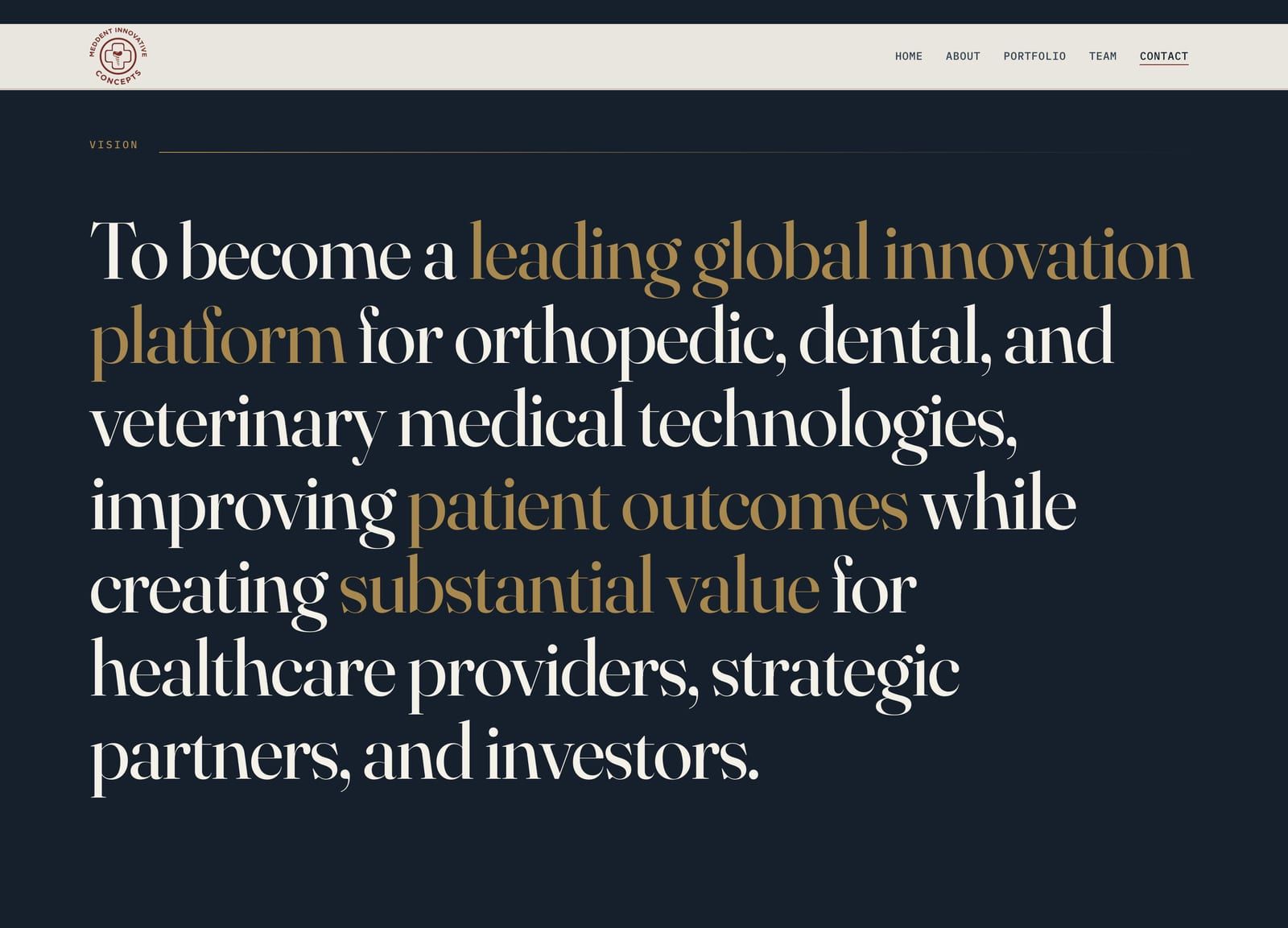 Meddent Innovative Concepts — экран 6 сайта, Медицинские технологии и патентный портфель