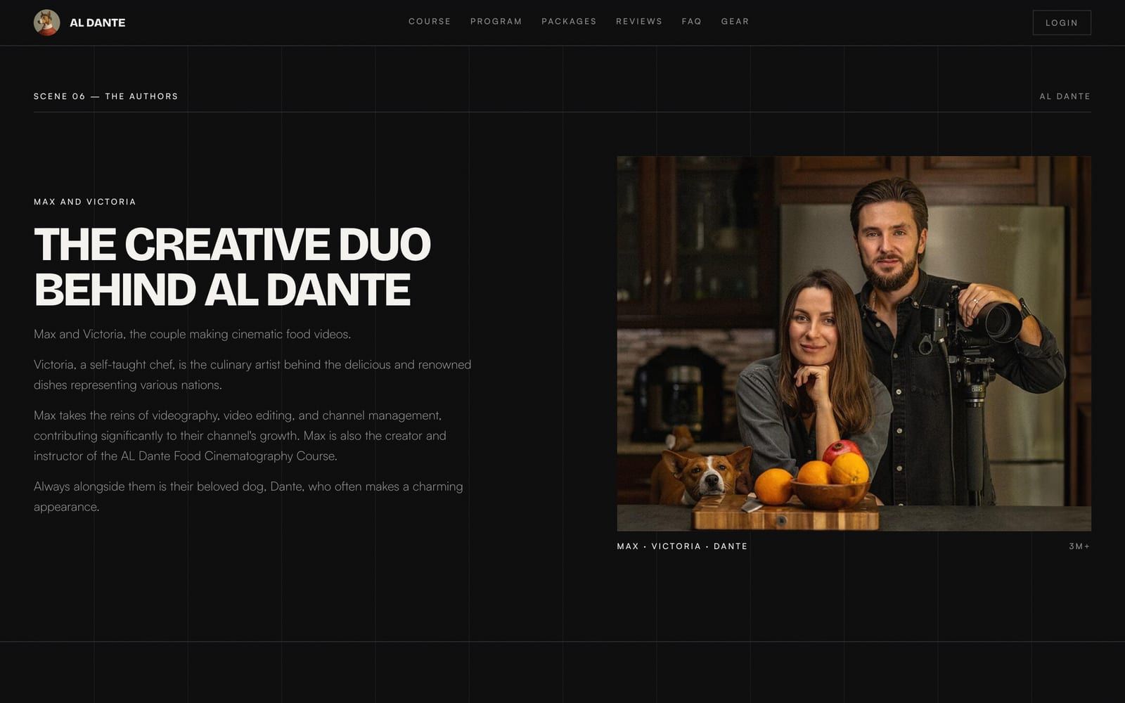 AL Dante — Food cinematography school website by Infinite Semantic Inc., screen 5
