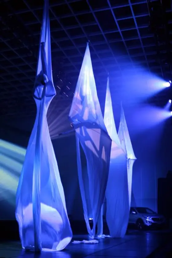 Aerial silks, crystal stage
